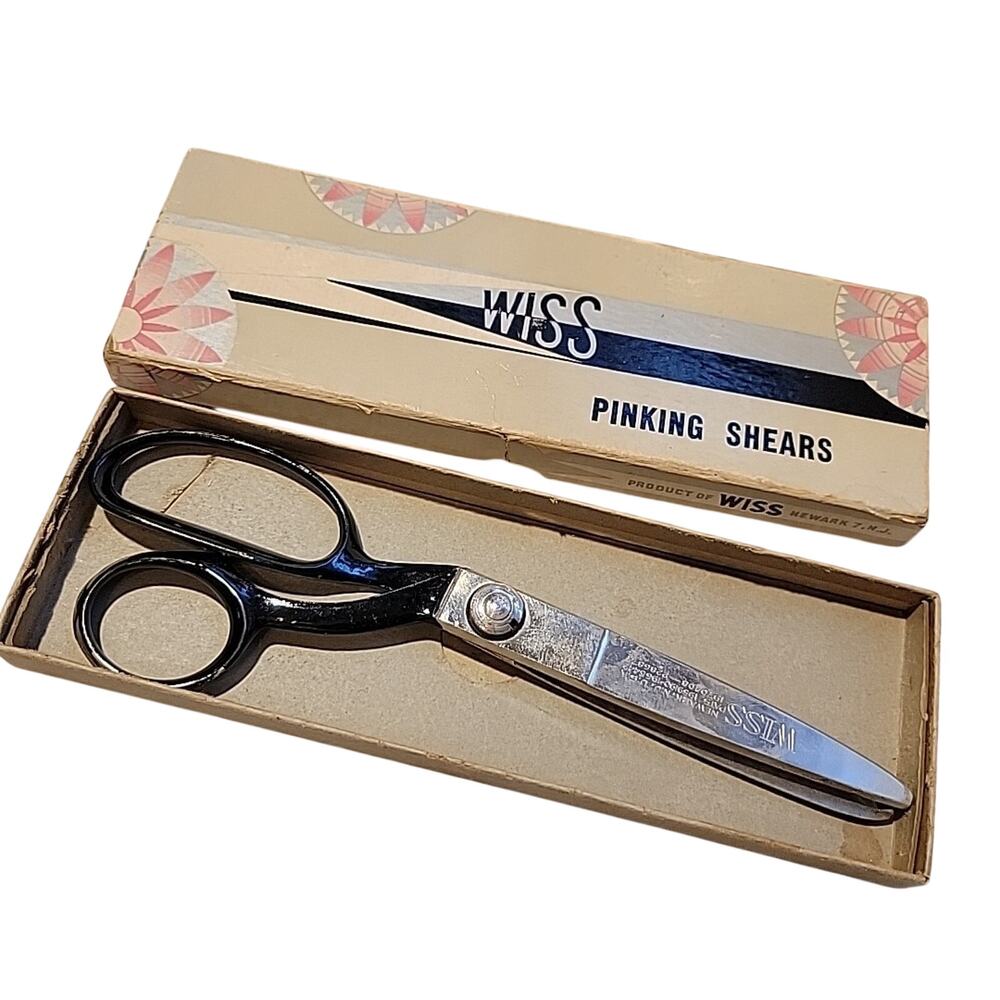 Vintage Wiss Pinking Shears Original Box Model C Black Handle Newark 7, N.J.